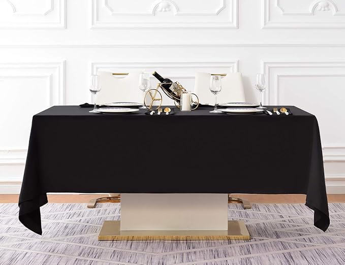 Surmente Black Tablecloth 60 x 120-inch Rectangular Polyester Table Cloth for Weddings, Banquets, or Restaurants-Ruum Studio Home