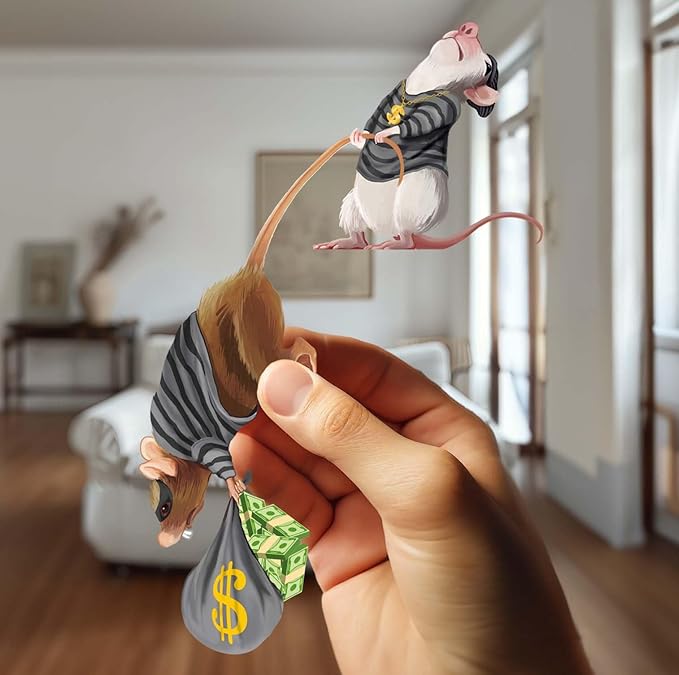 Mouse Reading Book, Wall Decor Sticker Decal, Kids Room, Classroom, Home, Bedroom, Bookcase, Book Lover, of Mice and Men, Children, Adorable, (Mice Burglars)-Ruum Studio Home