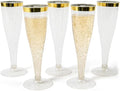 Prestee Set of 24 Plastic Champagne Flutes with Gold Rim - 4.5 oz - Shatterproof Disposable Glasses for Weddings, Cocktail Parties, and Outdoor Celebrations-Ruum Studio Home