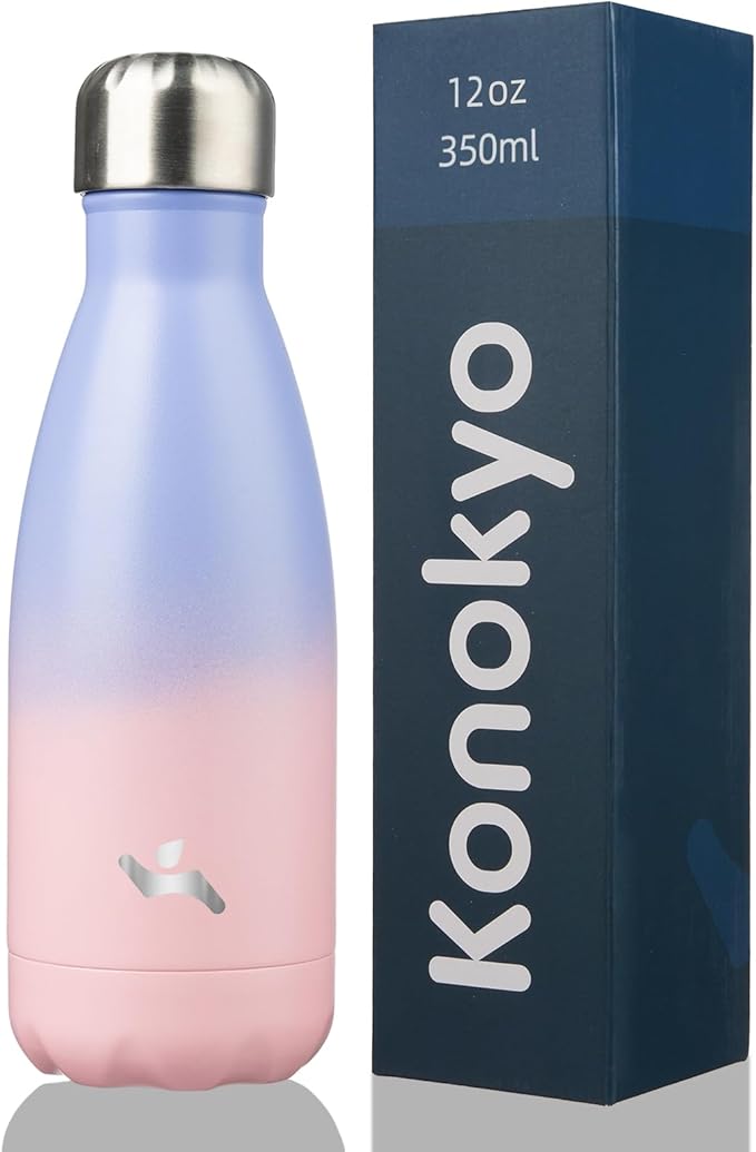 Insulated Water Bottles,12 oz Double Wall Stainless Steel Vacumm Metal Flask for Sports Travel,Pastel Sunset-Ruum Studio Home