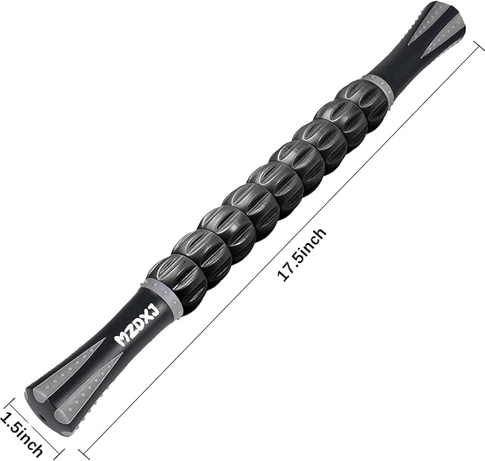 Muscle Roller Stick for Athletes - Deep Tissue Fascia Blaster & Roller Massager for Myofascial Pain Relief - Handheld Physical Therapy & Recovery Tool(Gray black-18 inch)-Ruum Studio Home