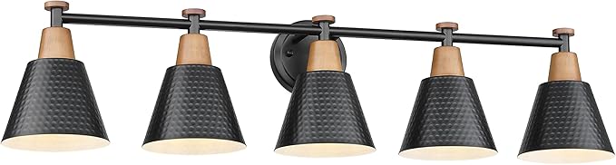 FEMILA 37.4" Black Vanity Light, Black Bathroom Light Fixture, Bathroom Lighting Fixtures Over Mirror with Matte Black Finish, 4FG59B-5W BK-Ruum Studio Home