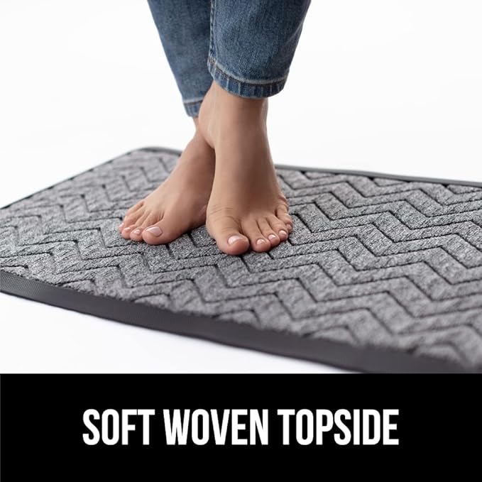 GORILLA GRIP 100% Waterproof All-Season WeatherMax Doormat US Designed Natural Rubber, Stain and Fade Resistant, Low Profile Indoor Outdoor Door Mats, Easy Clean Patio Mat, 17x29, Steel Chevron-Ruum Studio Home