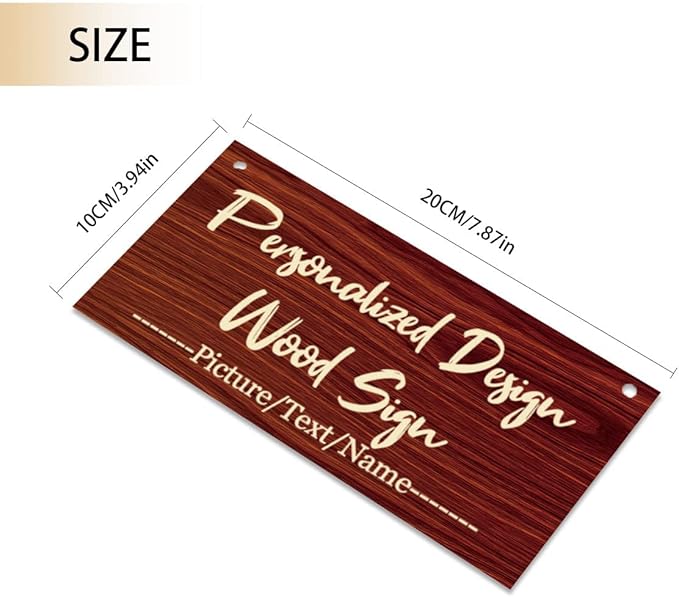 Custom Hanging Wood Sign, Personalized Text Door Sign Plaque, Customized Wall Sign, Customizable Wood Board with Hanging String for Home Decor, Store, Farm 7.8x3.9 inch-Ruum Studio Home