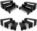 Display Wood Risers Wooden Stand 3 Tier 4 Set 12 Pieces Wood Racks Decorative Rectangular, Cupcake Stands Cologne Perfume Organizer Showcase Items(New Black)-Ruum Studio Home