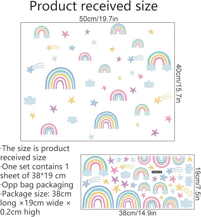Quanhaigou Rainbow Clouds Stars Glow in The Dark Wall Stickers DIY Home Decor for Kid Boys Girl Bedroom Bathroom Decorations-Ruum Studio Home