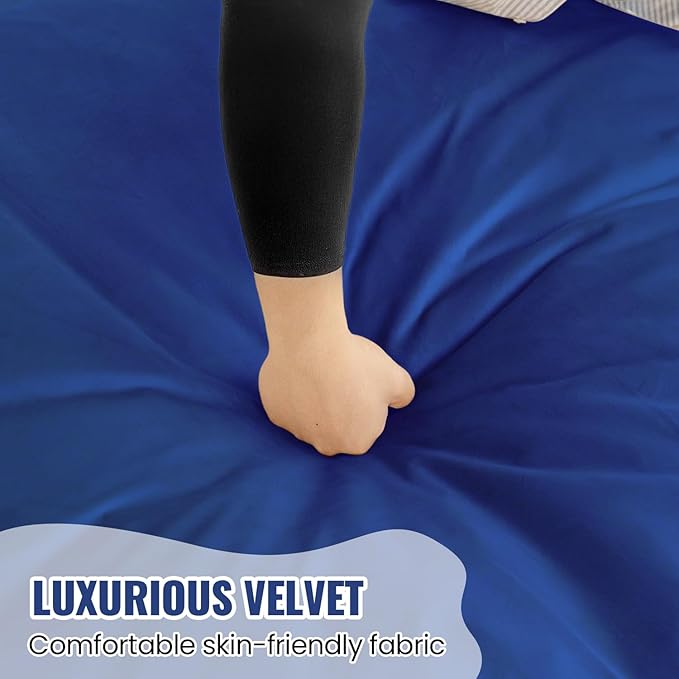 4FT Bean Bag Chair: Bean Bag with Velvet Cover, Fluffy and Comfy Bean Bag Chairs for Adults and Kids, Bean Bag Sofa Filled with High-Density Sponge for Gaming (Blue)-Ruum Studio Home