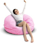 Bean Bag Chair for Adults 3FT,Soft Removable Cover for Teens/Girls Bedroom,Fluffy Giant Round Floor Beanbag Lounger Chairs (No Filler,Pink)-Ruum Studio Home