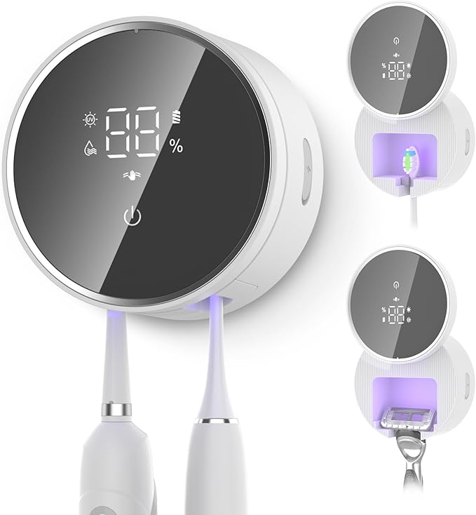 Toothbrush Holder and Cleaner Razor Holder and Dryer Auto Open/Close Cover Rechargeable Wall-Mounted Suitable for Most Toothbrushs-Ruum Studio Home