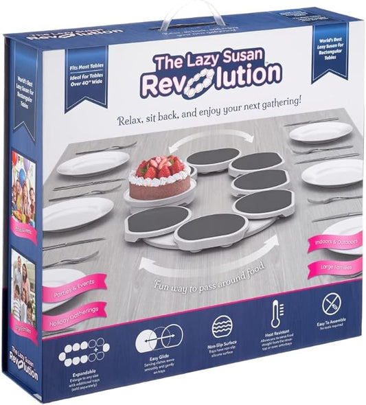 Full Set - Dark Gray - The First Patented Lazy Susan Turntable Expandable for Rectangular & Oblong Tables - Kitchen & Dining Tables - Great Gift! Parties & Gatherings.-Ruum Studio Home