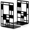 Book Ends, Bookends, Book Ends for Shelves, Bookends for Heavy Books, Book Divider Decorative Holder, Metal Heavy Duty Bookend Black 1 Pair, Abstract Art Desgin Book Stopper Supports for Office, Home-Ruum Studio Home