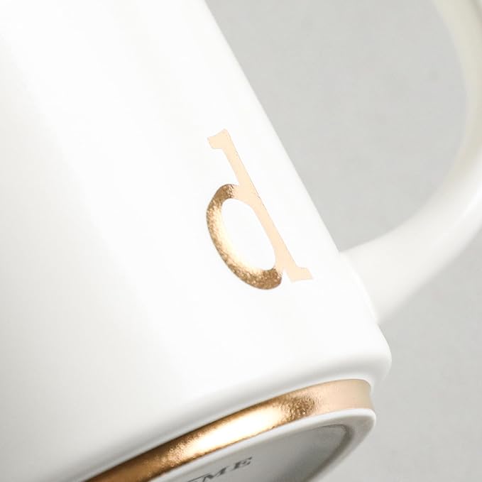 COLLECTIVE HOME - Monogram Ceramic Mugs, 15 oz Golden Initial Coffee Cups, Elegant Alphabet Tea Mugs, Elegant Personalized Mug with Gift Box, Luxurious Cups for Office and Home (d)-Ruum Studio Home