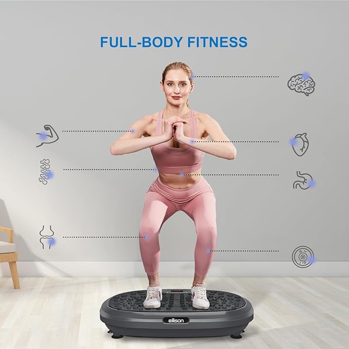 EILISON FitMax 3D XL Vibration Plate Exercise Machine - Whole Body Workout Vibration Platform w/Loop Bands - Lymphatic Drainage Machine for Weight Loss, Shaping, Wellness, Recovery-Ruum Studio Home