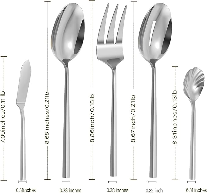 Silverware 45-Piece Flatware Set with Serving Utensils Stainless Steel Thick Heavy Mirror Polished Silver Cutlery Set for Wedding Hotel Restaurant, Service for 8-Ruum Studio Home