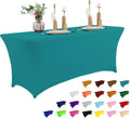 IVAPUPU 6FT Table Cloth for Rectangular Fitted Events Stretch Lake Blue Table Covers Washable Cover Spandex Tablecloth Protector for Party, Wedding, Cocktail, Banquet, Festival-Ruum Studio Home
