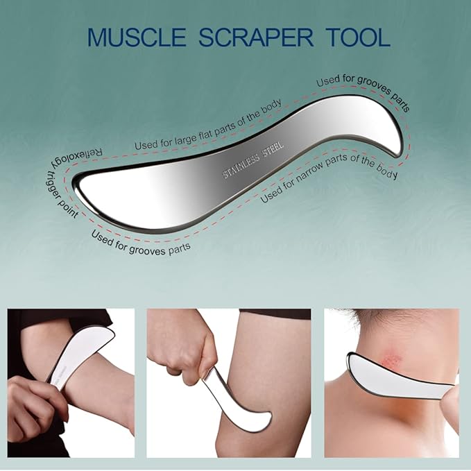 BYYDDIY 2 in 1 Stainless Steel Muscle Scraper Tools Set Gua Sha Massage Scraper Scraping Tool-Ruum Studio Home