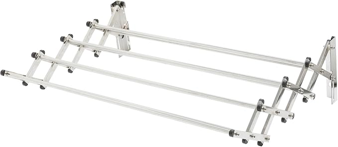 AERO W Racks Stainless Steel Wall Mounted Collapsible Laundry Clothes Drying Rack 60 Pound Capacity 22.5 Linear Ft-Ruum Studio Home