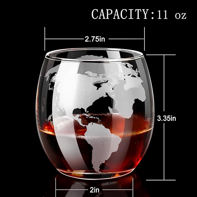 Whiskey Glass for Men, Whiskey Globe Glass for Liquor, Bourbon, Vodka, Cocktails, Scotch liquor Father's Day Anniversary Unique Gifts - 310ml Gifts for Men, 2 pcs-Ruum Studio Home