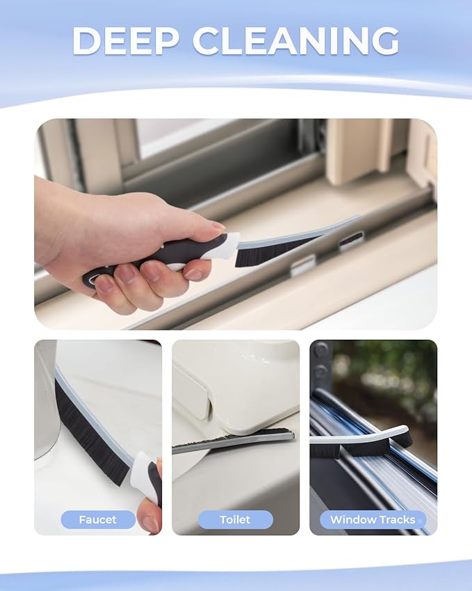 Crevice Cleaning Brushes, Scrub Brush for Hard to Reach Small Space, Home Essentials, Cleaning Supplies, Cleaning Tools for Household Use, Bathroom, Shower, Kitchen, Toilet, Window (3, Black)-Ruum Studio Home