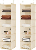 MAX Houser 6 Tier Shelf Hanging Closet Organizer, Closet Hanging Shelf with 2 Sturdy Hooks for Storage,2 Pack, Foldable (Yellow)-Ruum Studio Home