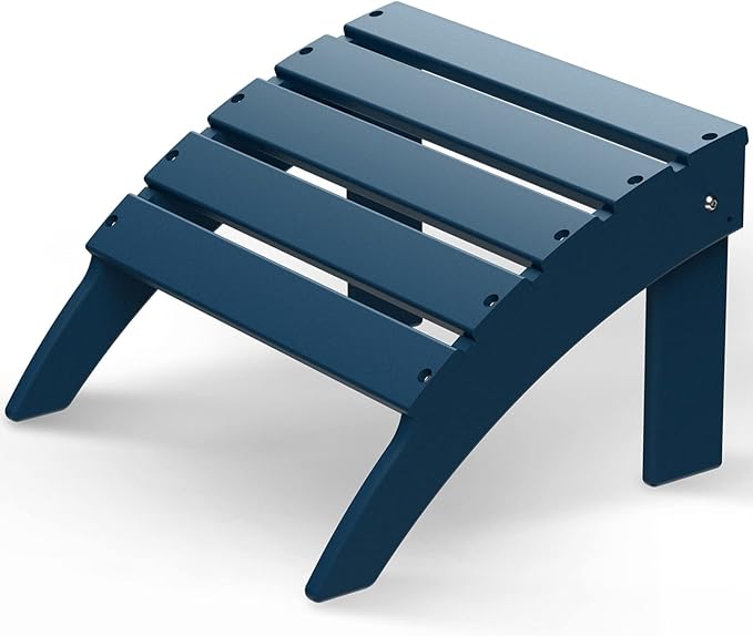 GREENVINES Adirondack-Ottoman | HDPE Plastic | Outdoor Footrest | All Weather | Foot Rest | Foot Stool | Blue | for Adirondack Chair | for Patio Backyard Pool-Ruum Studio Home