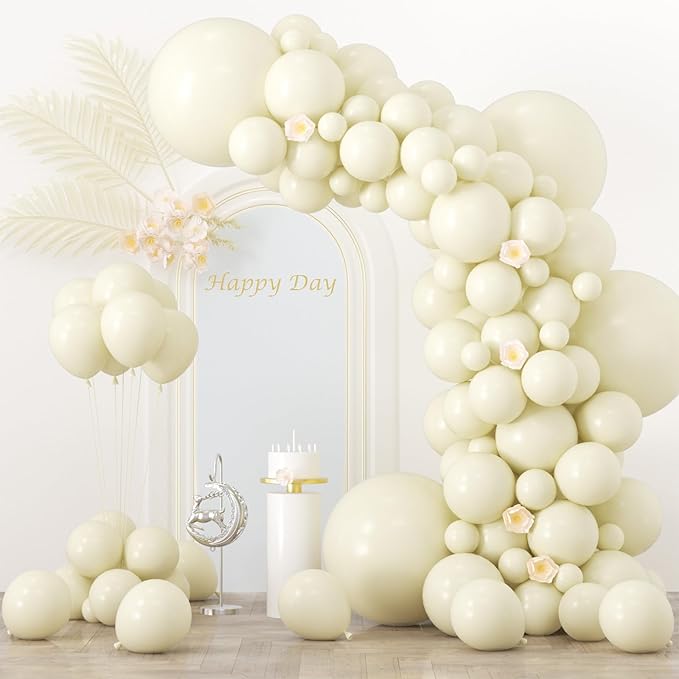 130pcs Ivory White Balloons Different Sizes 18" 12" 10" 5" Party Latex Balloons for Birthday Baby Shower Graduation Wedding Gender Reveal Anniversary Party Decorations-Ruum Studio Home
