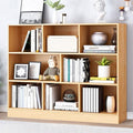 IOTXY Open Shelf Low Bookcase - Wooden 3-Tier Floor Standing Display Cabinet Organizer with Base, 8 Cubes Short Horizontal Bookshelf in Pear Yellow-Ruum Studio Home