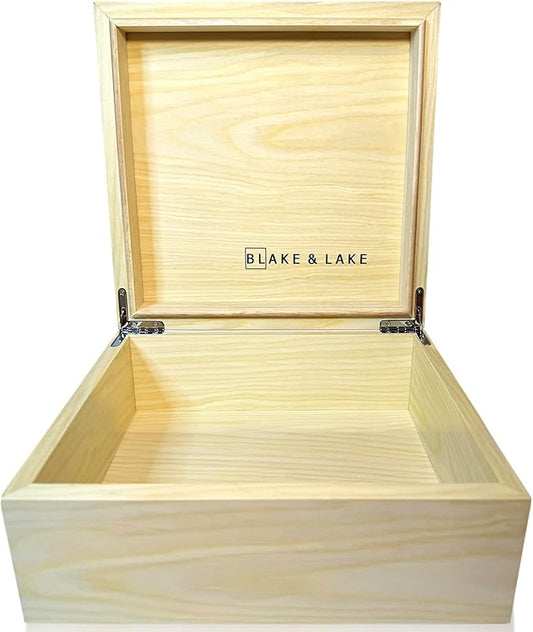 Blake & Lake Wooden Box with Hinged Lid - Solid Maple Wood Eco Box - Wood Storage Box with Lid - Wooden Keepsake Box - Decorative wooden boxes with lids (Maple)-Ruum Studio Home