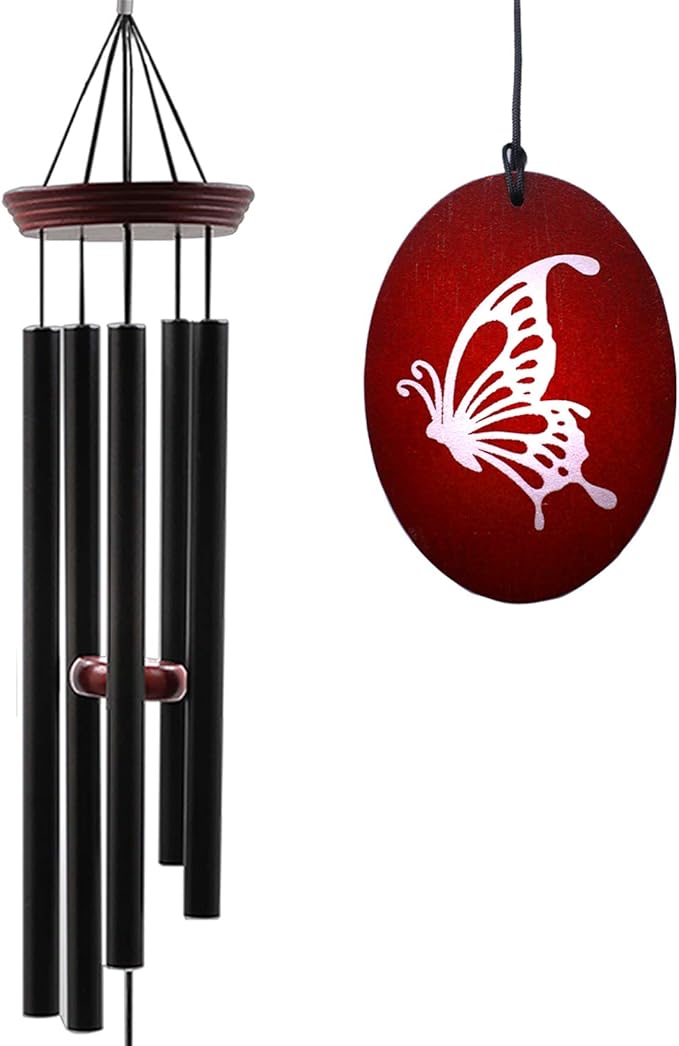 Wind Chimes for Outside, WindChimes Outdoor Tuned Soothing Melody, Windchime Gifts for Mom/Grandma,Wind Chimes Outdoor Decoration, Patio, Garden, Yard. (33" Red Butterfly)-Ruum Studio Home