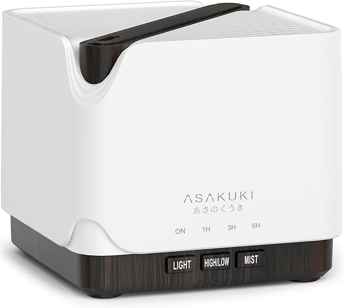 ASAKUKI Essential Oil Diffuser, Multifunctional Ultrasonic Aromatherapy Fragrant Oil Vaporizer Humidifier with Timer, Auto-Off Safety Switch, and 7 LED Light Colors, 700 ml (Brown Wood)-Ruum Studio Home