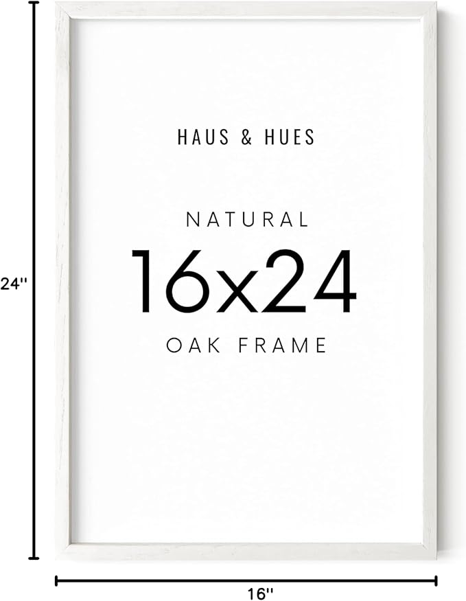 HAUS AND HUES 16x24 Frame - Set of 1 16 x 24 Poster Frame, 16x24 Picture Frame Light Wood, 16x24 Picture Frame, 16x24 Frame Wood, 16 by 24 Inch Picture Frame, 16x24 Photo Frame (White Oak Frame)-Ruum Studio Home