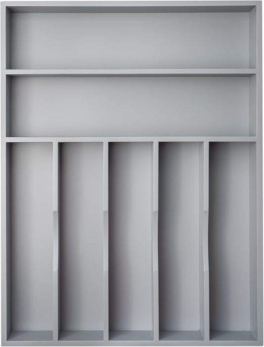 Silverware Organizer 13 Inch Gray Bamboo Kitchen Drawer Organizer 7 Slots Utensil Organizer Silverware Holder Cutlery Organizer Flatware Tray (Large)-Ruum Studio Home