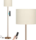 Ambimall Floor Lamps for Living Room with Remote Control and Stepless Dimmable Colors Temperature & Brightness, 9W Bulb Included(Beige Lampshade & Brown Pole)-Ruum Studio Home