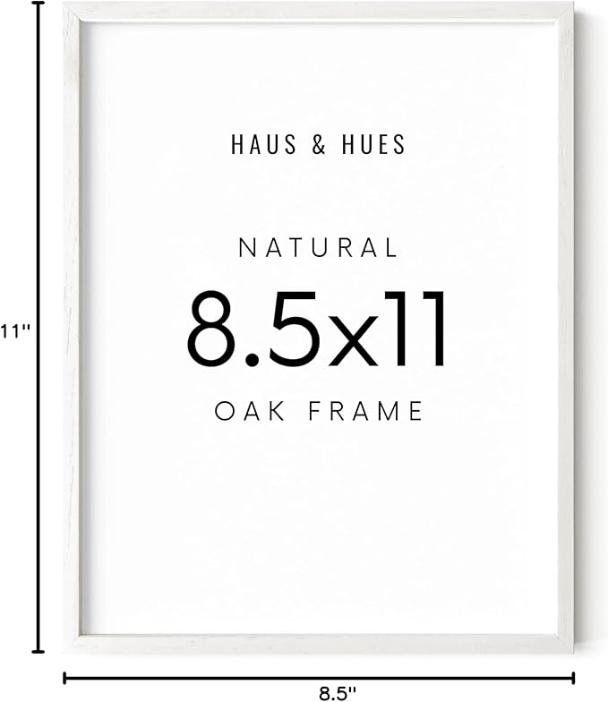 HAUS AND HUES White Oak Wood 8.5x11 Picture Frame - Modern Wood Wall Art Display - Lightweight 8.5x11 Certificate Frame - Ready-to-Hang Vertically & Horizontally for Art Prints, Photos, Posters-Ruum Studio Home