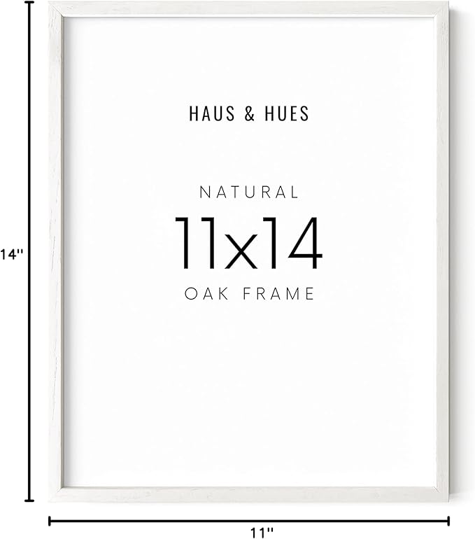 HAUS AND HUES White Oak Wood 11x14 Picture Frame - Modern Wood Wall Art Display - Lightweight White 11x14 Frame - Ready-to-Hang Vertically & Horizontally for Art Prints, Photos, Posters-Ruum Studio Home