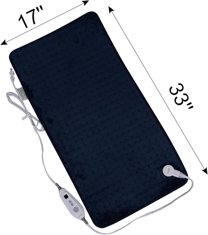 Ruqiji 17''x33'' XXXL King Size Heating Pad with 120 Minutes Auto Shut Off&6 Temperature Settings, Flannel Electric Heating Pad/Pain Relief for Back/Neck/Shoulders/Menstrual Pain/Leg Cramp (Dark Blue)-Ruum Studio Home