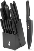 Zhang Xiao Quan Since 1628 15-Piece Kitchen Knife Block Set with Sharpening Steel Knive Set Ergonomic Handle Dishwasher Safe(Black)-Ruum Studio Home