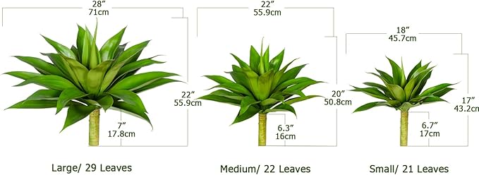 Fake Plants Artificial Agave Plants Indoor, UV Resistant Fake Agave Planters Outdoor Decorating.Artificial Plants for Outdoors Decor(1Pack,22') Spring Decorations for Home-Ruum Studio Home
