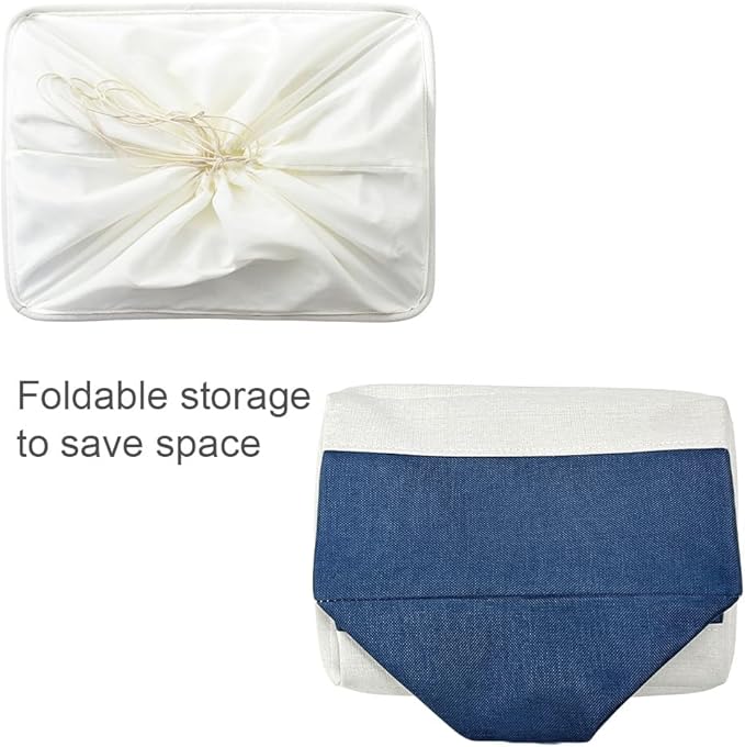TheWarmHome Collapsible Storage Bin for Shelves - Large 3 Pack 16x12x8 inch Storage Basket for Organizing with Handles, Canves Storage Box for Organizer Toy Closet Cloth Gift (White & Jean Blue)-Ruum Studio Home