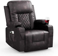 Recliner Chairs for Adults, FSC Certified Massage Rocker with Heated Modern Ergonomic Lounge 360 Degree Swivel Single Sofa Seat Living Room Lounge Recliners Brown-Ruum Studio Home