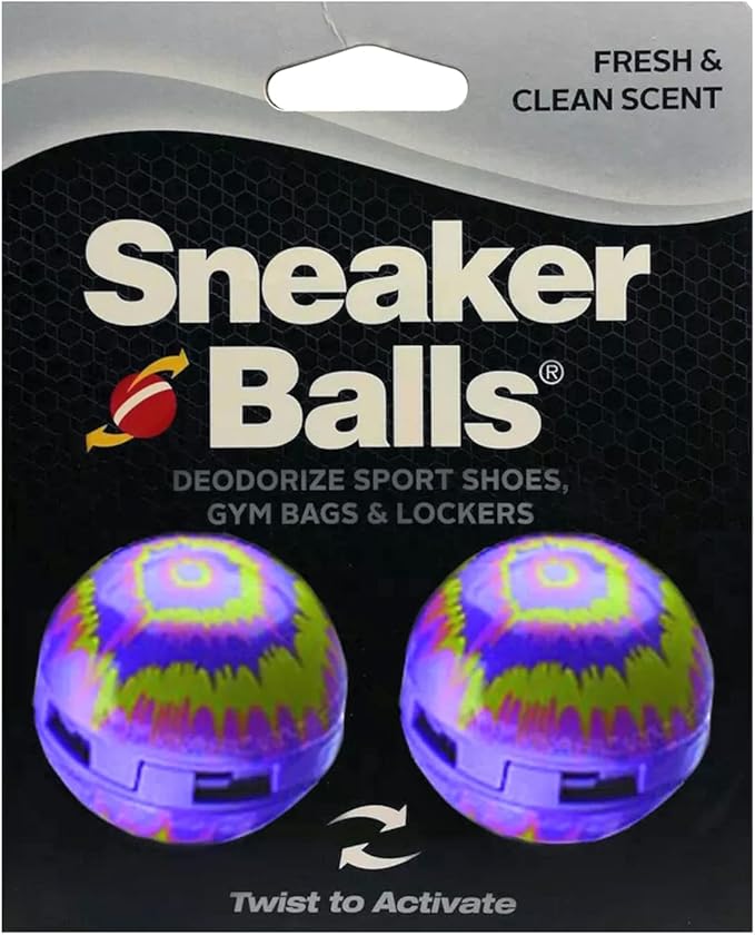 Sneaker Balls Odor-Fighting Shoe Fresheners, Eliminates Unpleasant Smells, Perfect For Sneakers, Gym Bags, Gear Bags, Drawers, Lockers, And More!, Radial Tie Dye, 2 Pack-Ruum Studio Home