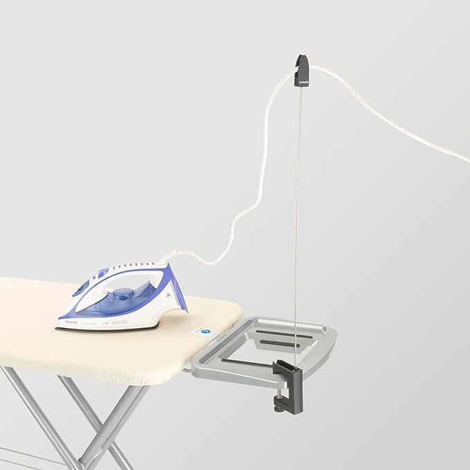 Brabantia Size C Ironing Board (49 x 18in) 7 Height Options, Solid Steam Iron Rest Holder & Linen Rack & Cord Holder (Ecru) Non-Slip Feet, Anti-Collapse Child Locks-Ruum Studio Home