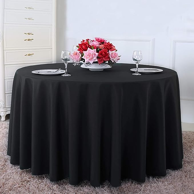 Surmente 120 inch Round Tablecloths -10 Pack Black Round Table Cloths, Polyester Fabric Table Covers for Wedding, Party, Banquet, or Restaurant-Ruum Studio Home