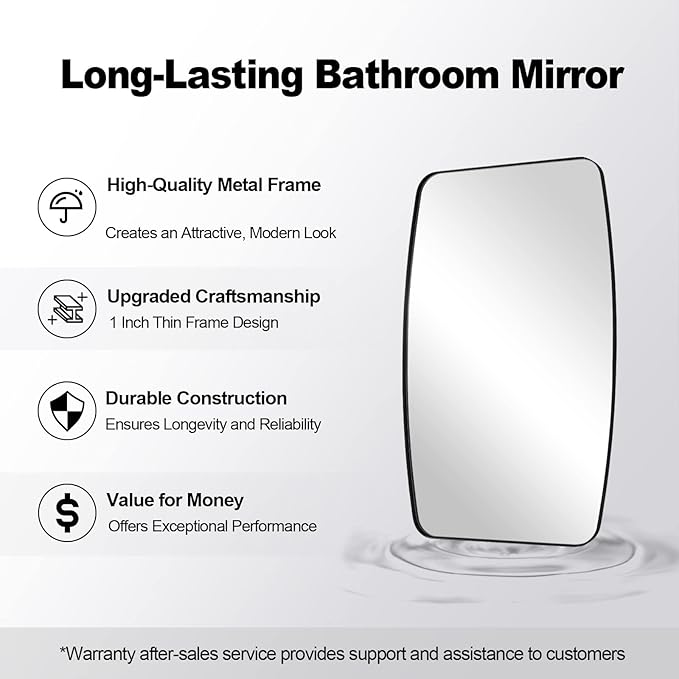 ANDY STAR Oval Mirrors for Bathroom, 30x48’’ Black Oval Mirror for Bathroom, Oblong Mirrors with Black Metal Frame Pill Shaped Mirror Wall Mounted Horizontal or Vertical-Ruum Studio Home
