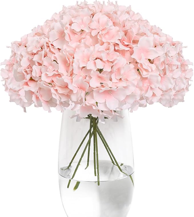 Tifuly Hydrangea Artificial Flowers -12 pcs Realistic Fake Hydrangea Silk Flowers with Stems Faux Hydrangea Flowers Heads for Office Home Party Wedding Centerpiece DIY Floral Decor (Pink)-Ruum Studio Home