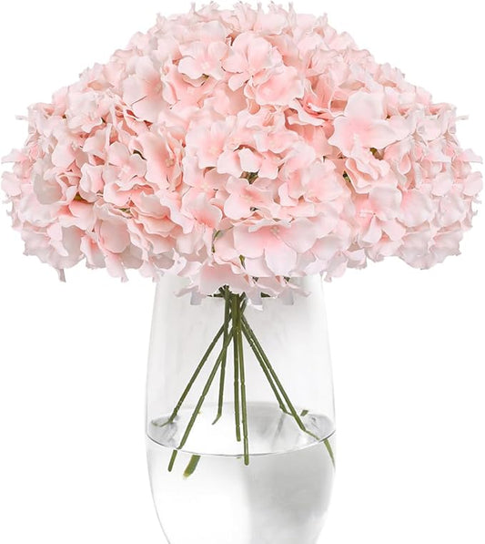Tifuly Hydrangea Artificial Flowers -12 pcs Realistic Fake Hydrangea Silk Flowers with Stems Faux Hydrangea Flowers Heads for Office Home Party Wedding Centerpiece DIY Floral Decor (Pink)-Ruum Studio Home