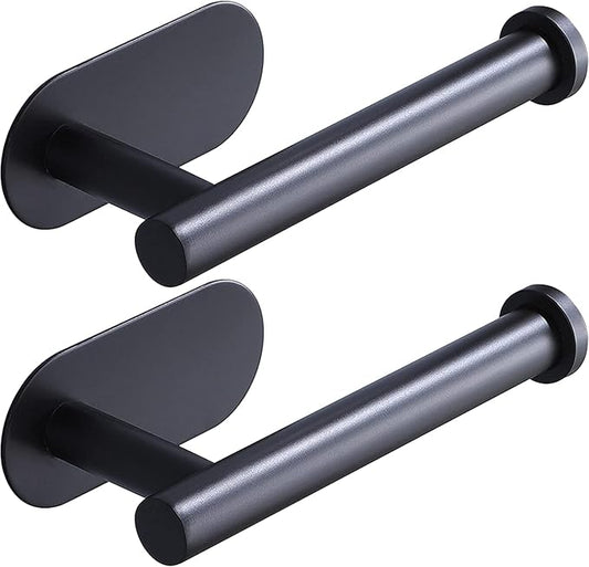 Toilet Paper Holder,Matt Black, Wall Mount,Upgraded Adhesive Toilet Paper Roll Holder,no Drilling,Bathroom/Rv/Washroom, SUS 304 Stainless Steel, Rustproof (Black, 2 Pieces)-Ruum Studio Home