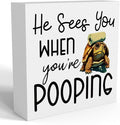 Funny Sea Turtle Bathroom Decor, Bathroom Beach Decoration, Are You Pooping Sign Funny Ocean Turtle Decor, Wooden Box Decor Sign for Home Farmhouse Office Living Room Table Shelf Tiered-Ruum Studio Home