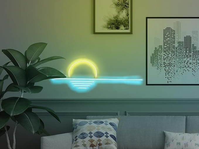LED Decorative Lights USB Mountains Sunrise Sunset Led Neon Signs Home Decoration Wall Art Holiday Gift Brightness Adjustable 16.5''x9.5''-Ruum Studio Home