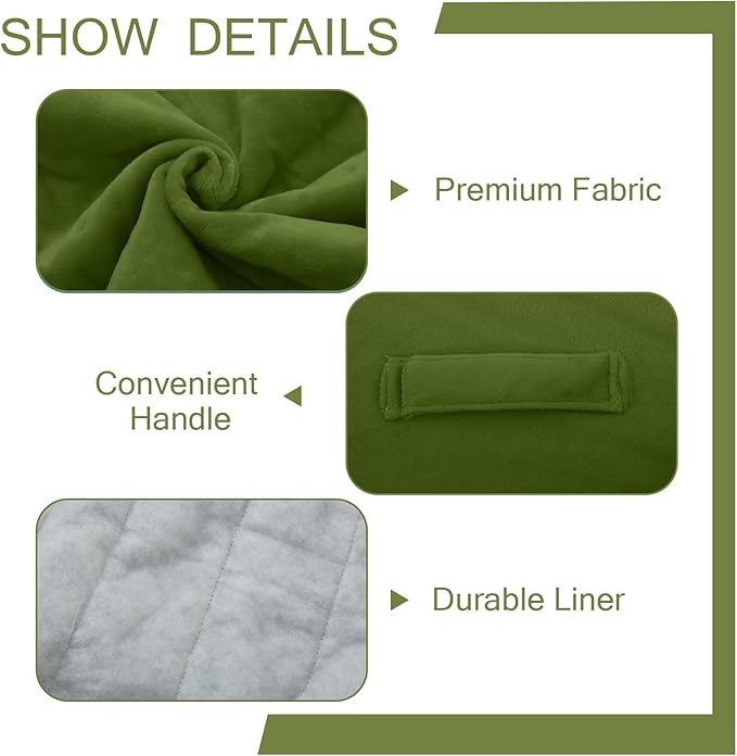 MeMoreCool Round Stuffed Pouf Ottoman Foot Rest, Floor Pouf Foot Stool with Soft Foam Chunk Filling, Small Round Ottoman Footstool Circle Footrest for Living Room, Green-Ruum Studio Home